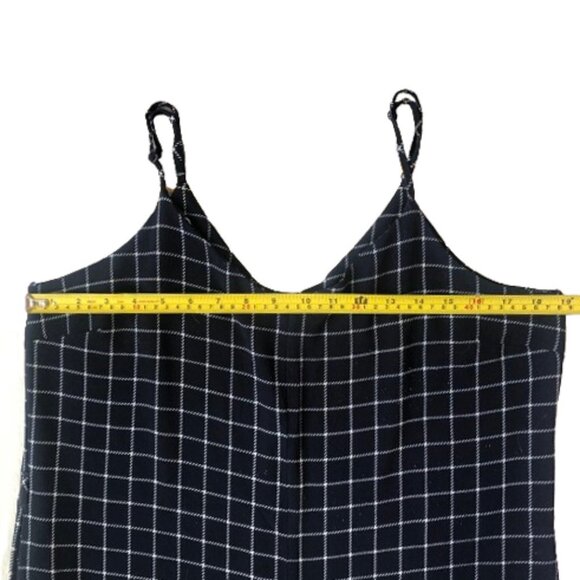 Anthropologie Monteau window pane plaid wide leg navy and white jumpsuit - Picture 14 of 15